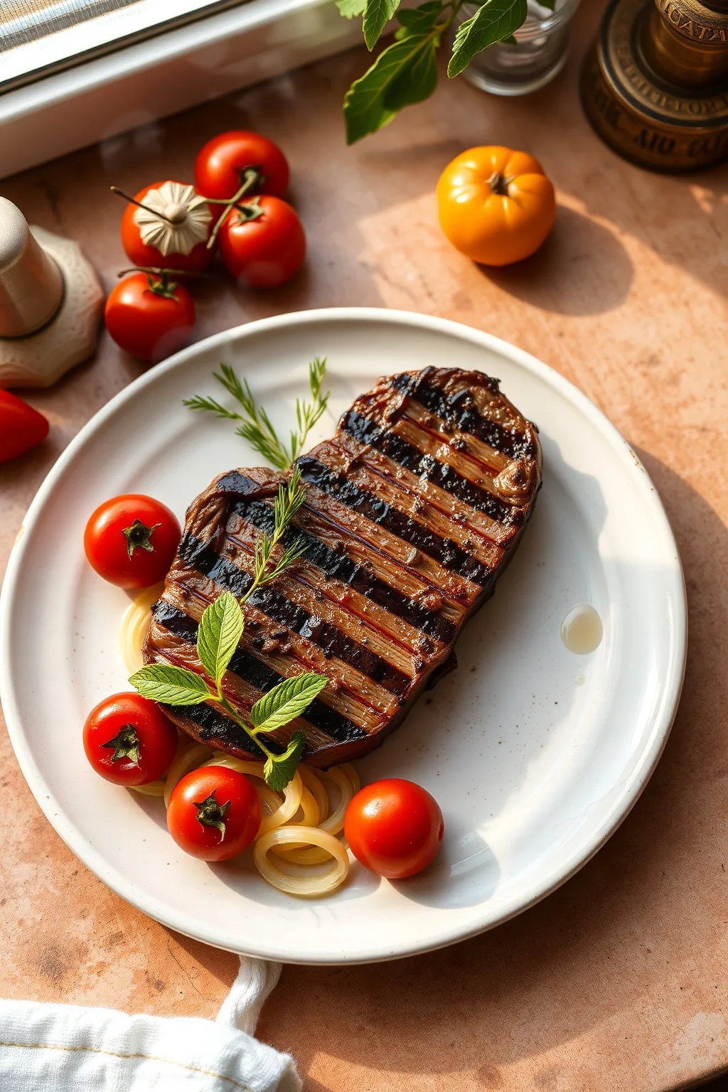 Grilled Steak with Cherry Tomatoes Recipe