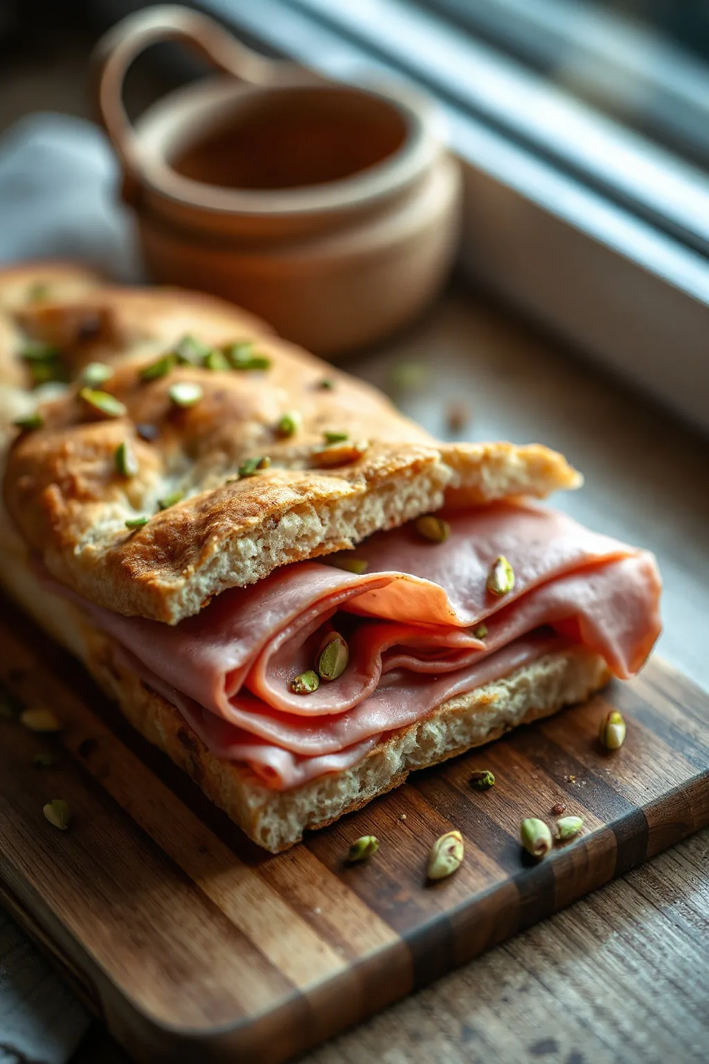 Mortadella and Pistachio Focaccia Recipe