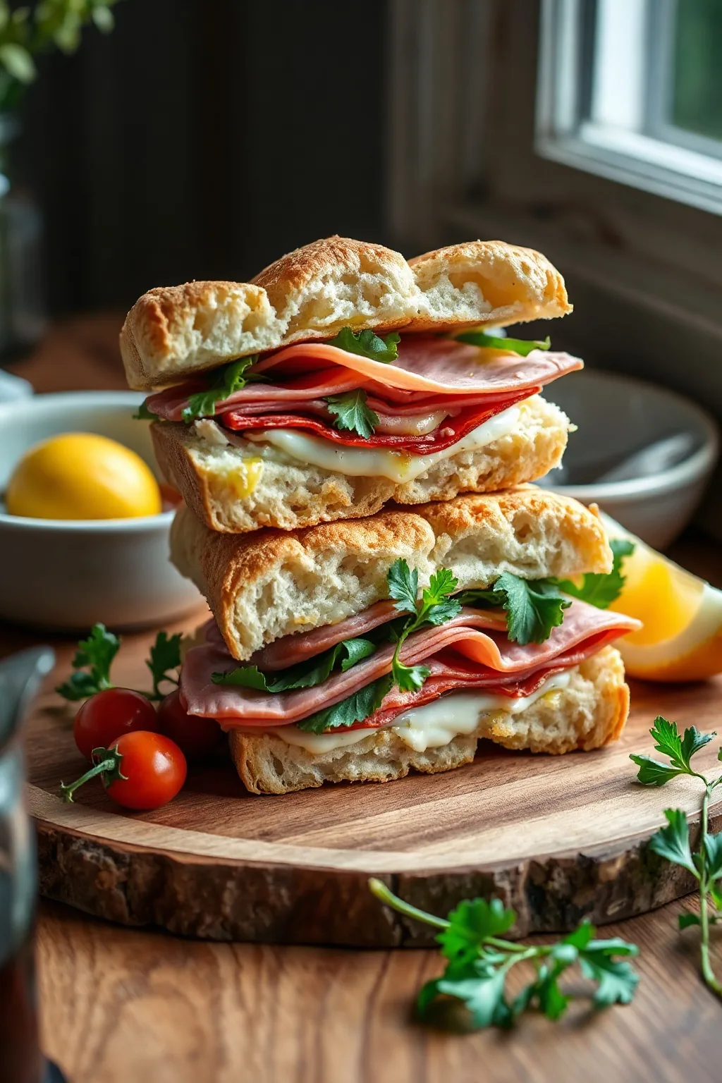 Parma Ham and Rocket Focaccia Sandwich Recipe