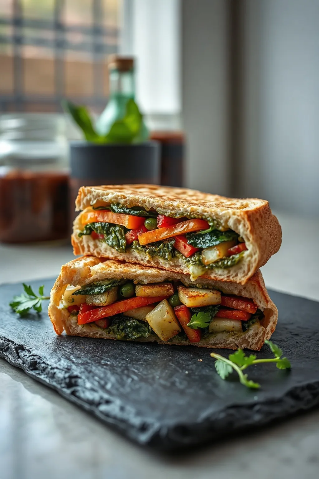 Roasted Vegetable and Pesto Panini Recipe